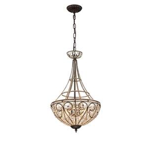 Gaspard 15 in. 4-Light Indoor Gold Pendant Lamp with Light Kit