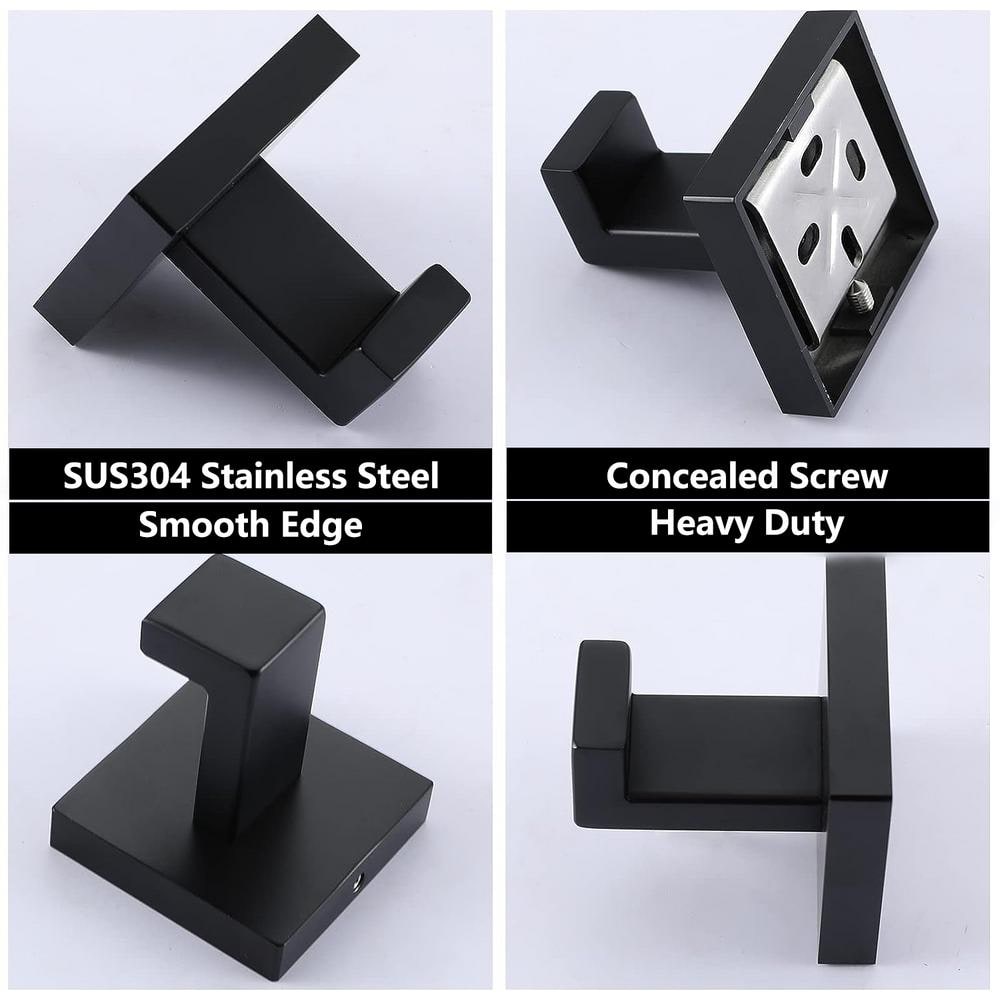 Matte Black Stainless Steel Bathroom Hardware Set, 24-inch Towel Bar