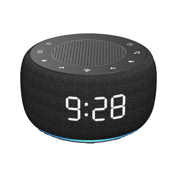 2 in 1 Black Digital Acrylonitrile Butadiene Styren Lighted Table Alarm Clock and Sound Machine