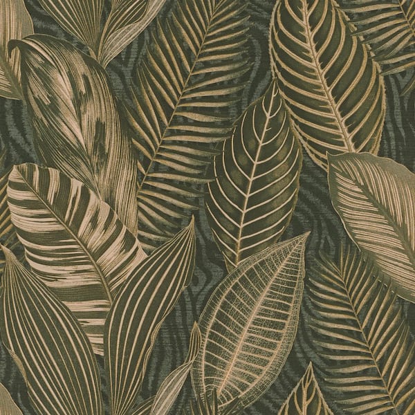 Acacius Dark Green Tropical Foliage Wallpaper Sample