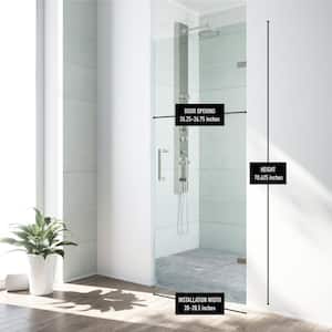 Soho 28 to 28 1/2 in. W x 71 in. H Pivot Frameless Shower Door in Stainless Steel with 5/16 in. (8mm) Clear Glass