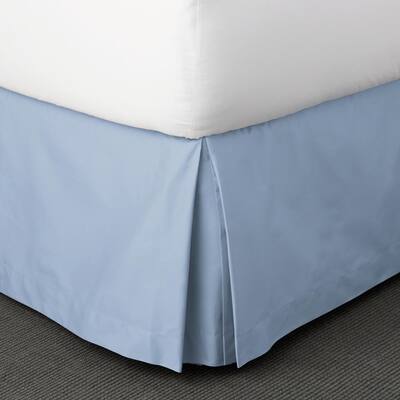 Classic Solid Sateen 14 in. Ice Blue Twin Bed Skirt