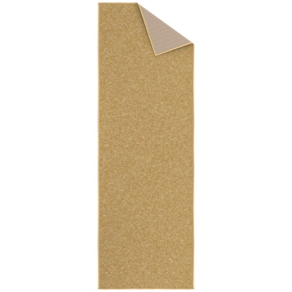 Beige Polyamide Non-Slip Rubberback Runner Rug for Kitchen