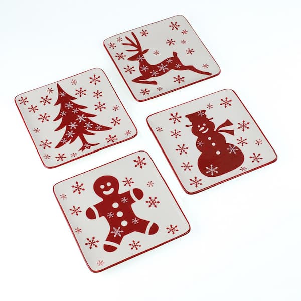 Euro Ceramica Winterfest 4-Piece Trivet Set