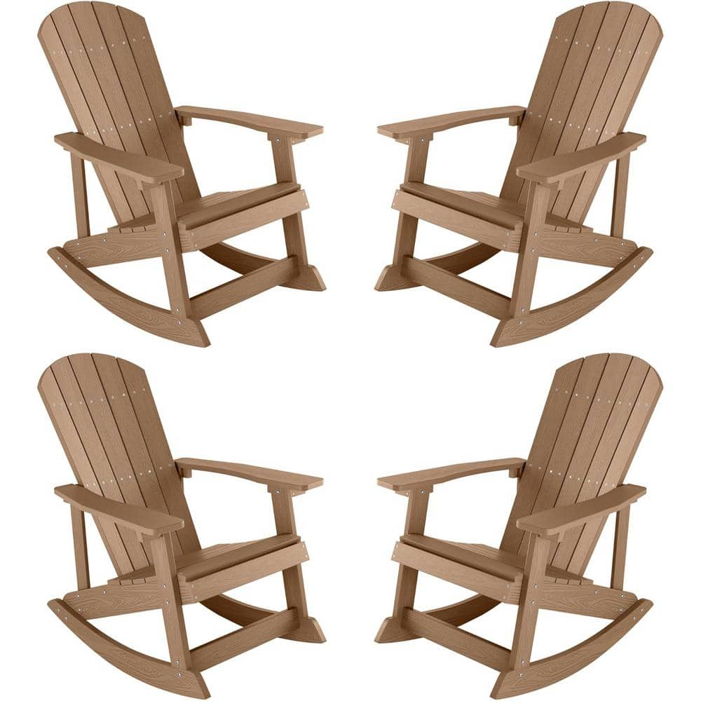 Teak Plastic Oversized Adirondack Patio Outdoor Rocking Chair (4-Pack) price history on PriceWatchPro