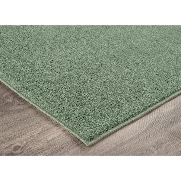 Palmer Plush 3 ft. x 5 ft. Deep Fern Green Washable Non Slip Solid Color Area Rug