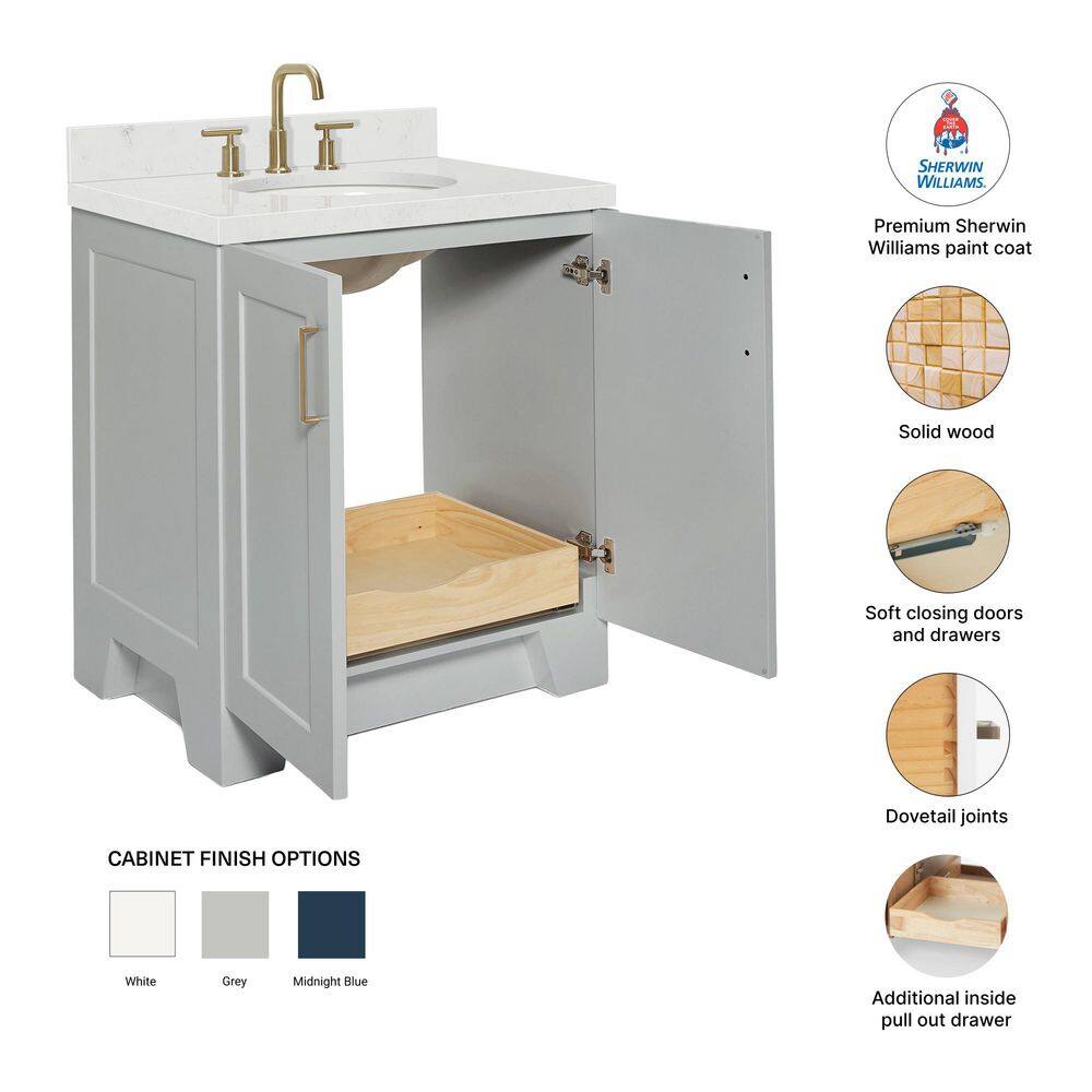 Gray Hardwood 30.25'' Single Basin Freestanding Vanity