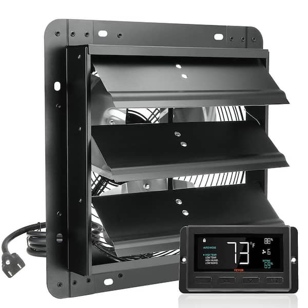12 in. 940 CFM Black Electric Power Wall Mount Attic Fan, 10-Speed Adjustable Shutter Exhaust Fan for Greenhouse Garage