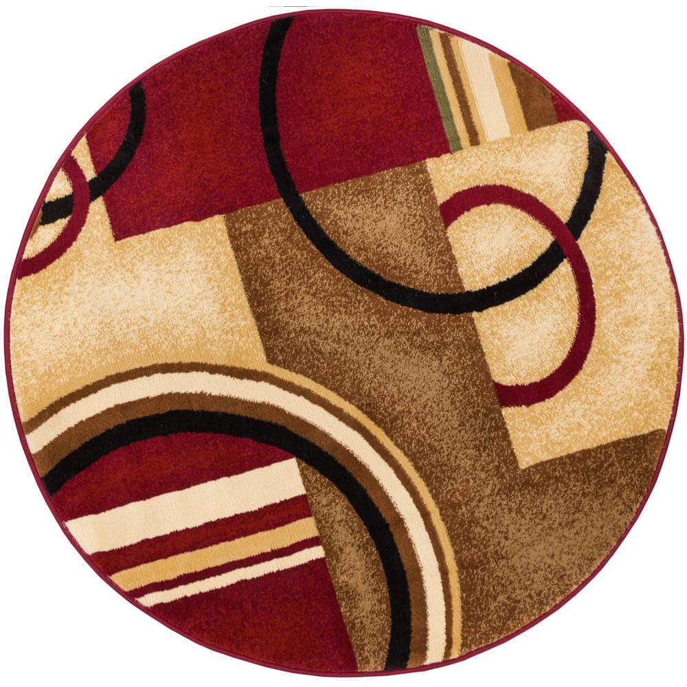 Barclay Arcs and Shapes Red 4 ft. x 4 ft. Round Area Rug price history on PriceWatchPro