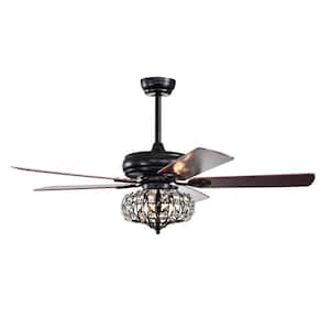 52 in. Indoor Down rod Mount Crystal Ceiling Fan with Light Kit and Remote Control