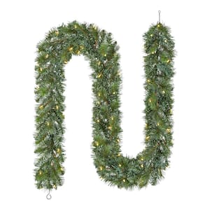 9 ft. Pre-Lit LED Wesley Pine Artificial Christmas Garland