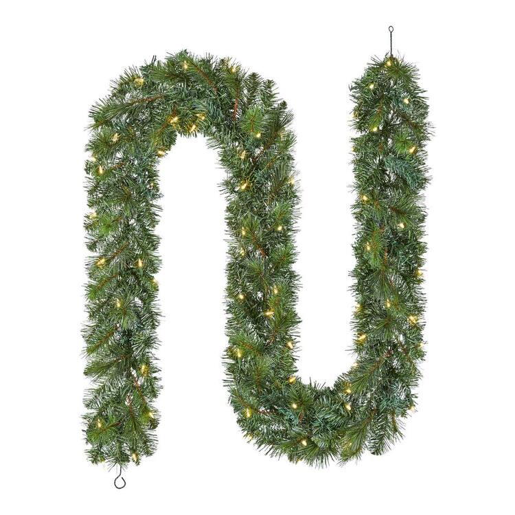 Home Accents Holiday 9 ft. Pre-Lit LED Wesley Pine Artificial Christmas Garland