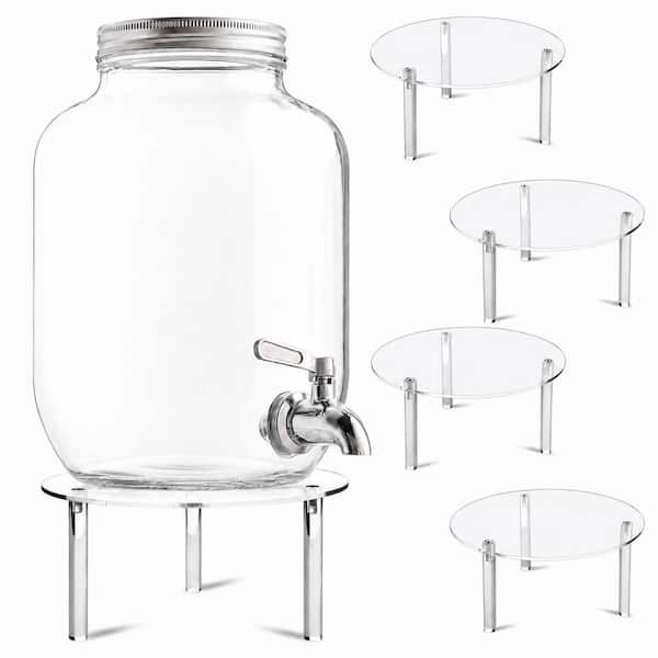 4-Pack Clear Acrylic Drink Dispenser Stand 7.8 in. Wide, 22 lbs. Capacity Elevated Base for Parties Stand