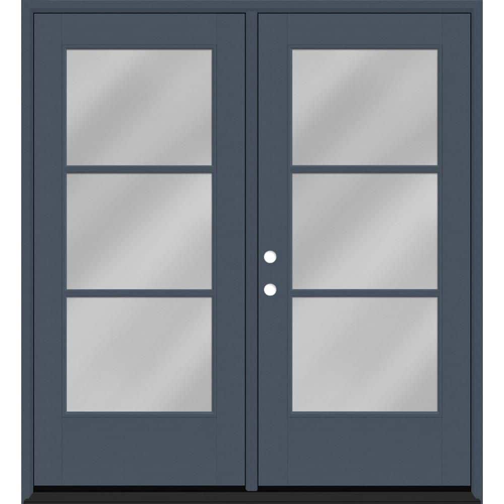 "Legacy 72 in. x 80 in. Icon 3L Modern Clear Glass DarkDenim RHIS Painted Fiberglass Retro Patio Door w/6""Jamb" price history on PriceWatchPro