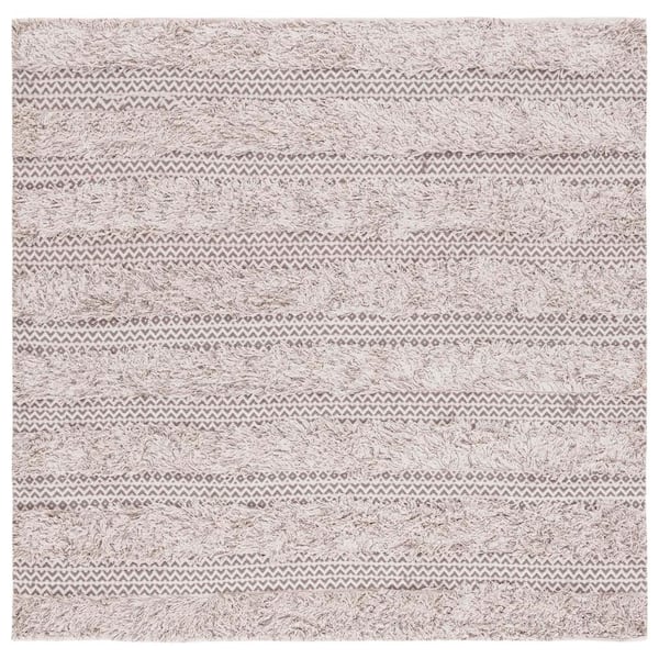 SAFAVIEH Natura Gray/Ivory 6 ft. x 6 ft. Abstract Native American Square Area Rug