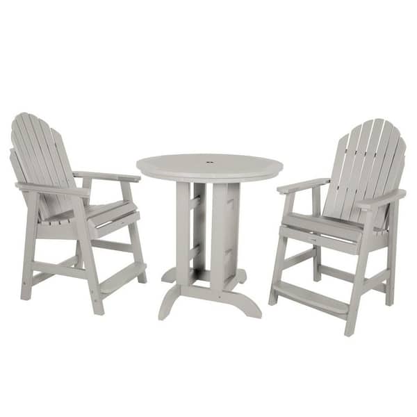 Highwood Hamilton Harbor Gray Counter Height Plastic Outdoor Dining Set in Harbor Gray Includes 2-Chairs and 1-Table (3-Piece)