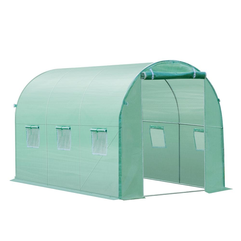 Outsunny 118 in. x 78.75 in. x 78.75 in. Green Replacement Greenhouse Cover Tarp with 12 Windows and Zipper Door -  845-382V03GN
