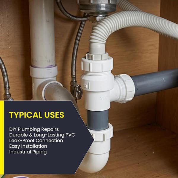 PLUMBFLEX 1-1/2 in. White Rigid PVC DWV Trap Adapter, 0.19 ft