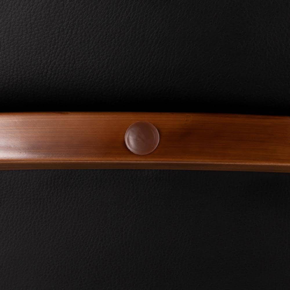 Cosmo High-Back Black Faux Leather and Walnut Wood Side Chair