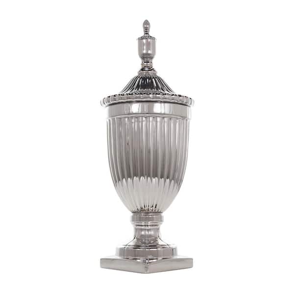Litton Lane Silver Ceramic Tall Decorative Jars with Grooves