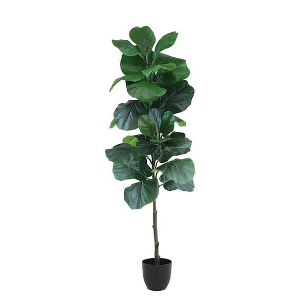 phoenix DECOR The Mod Greenhouse 49 in. Artificial Fiddle Leaf Fig Tree in 5.5 in. Plastic Pot (28 Leaf)