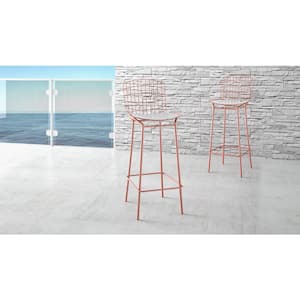 Madeline 28 in. Rose Pink Gold and White Metal Barstool