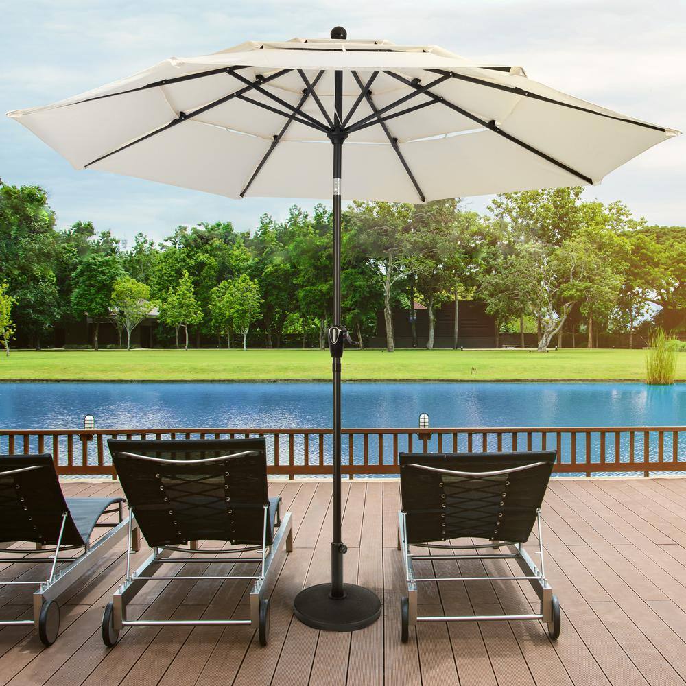 Black Round Concrete Outdoor Umbrella Base, 26 lbs