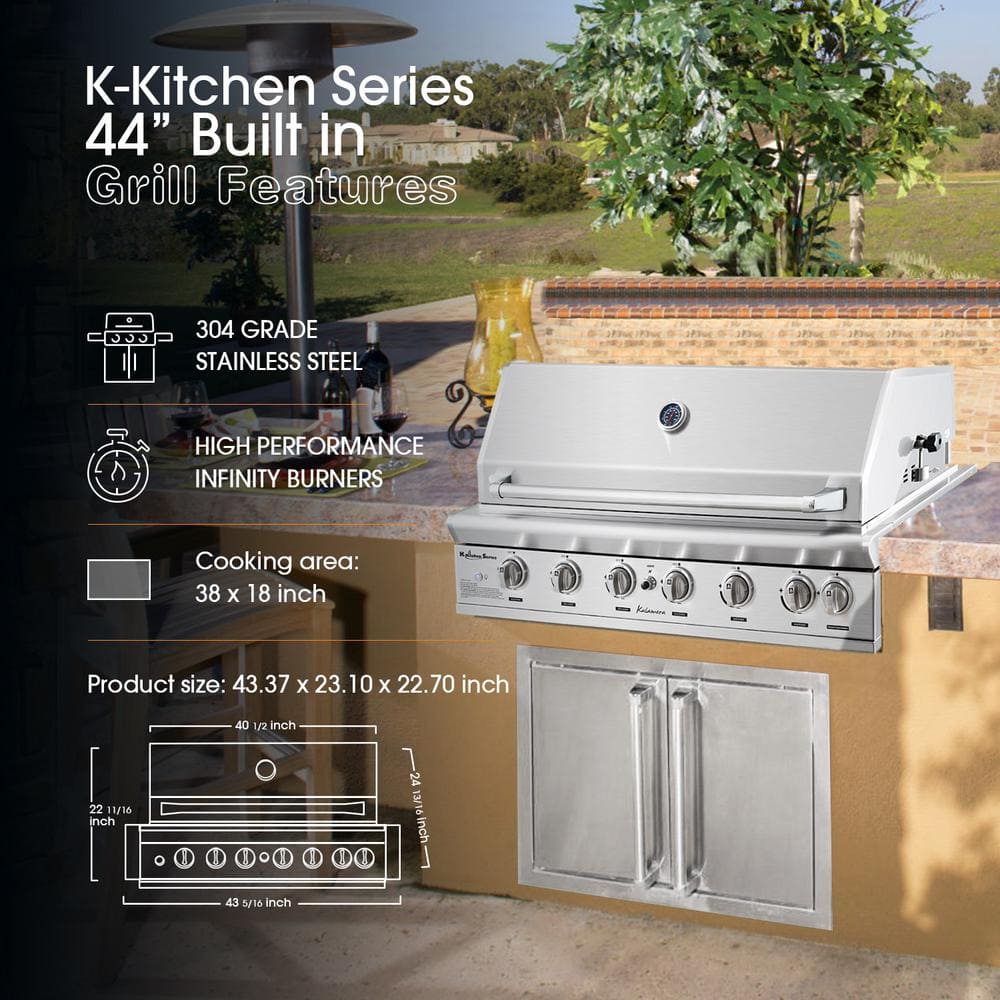 Kalamera 6-Burner Stainless Steel Built-In Gas Grill