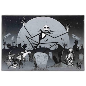 13 in. Black The Nightmare Before Christmas Graveyard Group Halloween Hanging Canvas Wall Decor