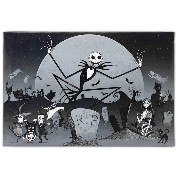 Disney 13 in. Black The Nightmare Before Christmas Graveyard Group  Halloween Hanging Canvas Wall Decor 90211603 - The Home Depot