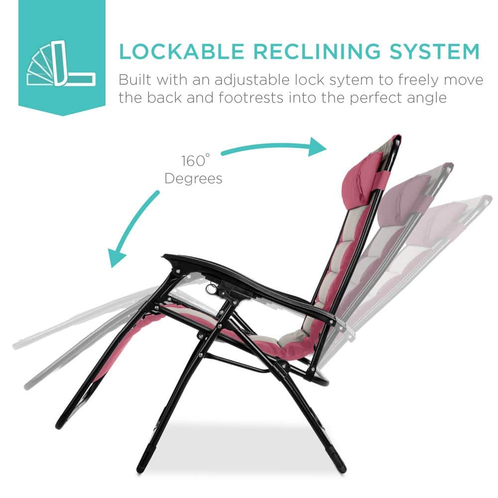 Oversized Pink and Taupe Zero Gravity Beach Lounger with Arms
