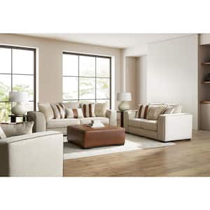 Marissa 91 in. Straight Arm Fabric Boucle Rectangle Sofa in. Light Beige With Reversible Cushions