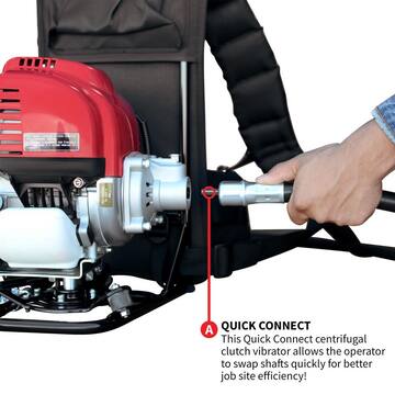 Tomahawk Power 1.6 HP Honda Concrete Vibrator with 10 ft. Flex Shaft Cable Whip 2 in. Head Backpack TVIBH + TVW10-P2