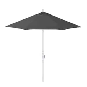 9 ft. Matted White Aluminum Market Patio Umbrella with Crank Lift and Collar Tilt in Zinc Pacifica Premium