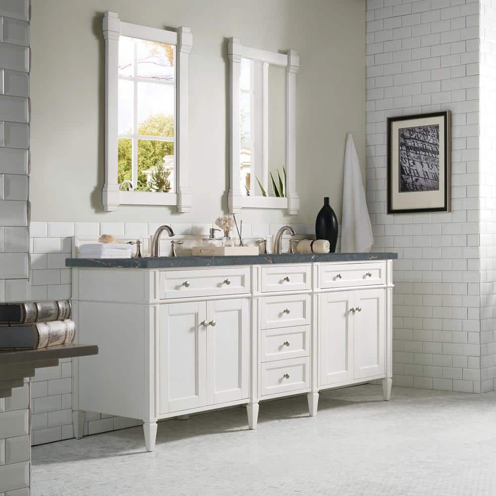 Brittany 72.0 in. W x 23.5 in. D x 34.0 in. H Double Bathroom Vanity in Bright White with Parisien Bleu Quartz Top price history on PriceWatchPro