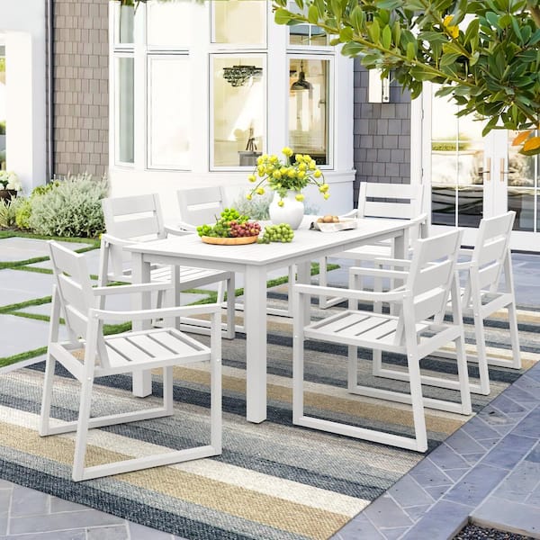 LUE BONA Forbes White 5-Piece Recycled Plastic HIPS Rectangular