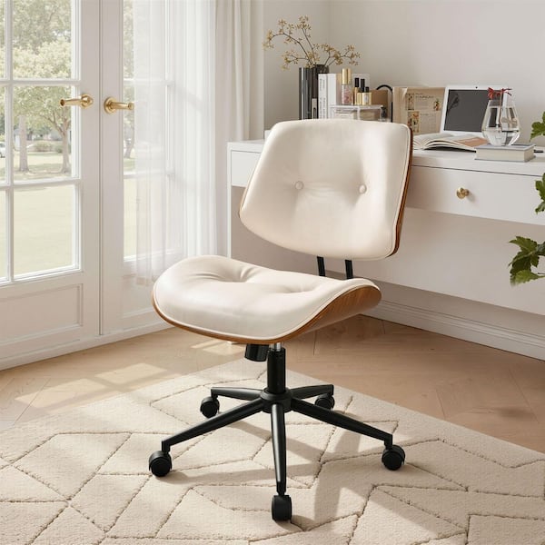 Allwex Kam PU Fabric Swivel Ergonomic Armless Office Task Chair in