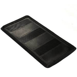 Easy clean, Waterproof Non-Slip Indoor/Outdoor Rubber Boot Tray, 16 in. x 32 in,, Black