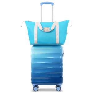 Blue 2-Piece ABS and PC Hardshell Spinner Luggage Set with Expandable Travel Duffel Bag