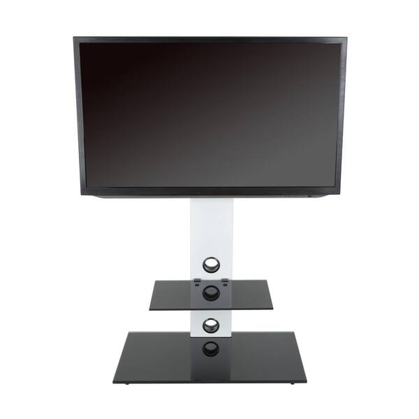 AVF Lesina 28 in. White Glass Pedestal TV Stand Fits TVs Up to 65 in. with  Flat Screen Mount FSL700LESW-A - The Home Depot