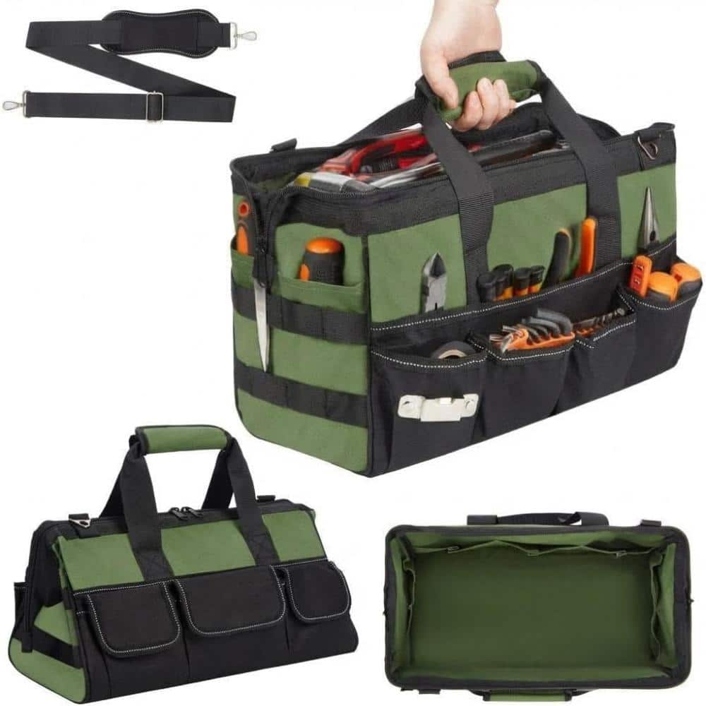 16 Inch Tool Bag, Multi-Pocket Oxford Tool Tote with Adjustable Shoulder Strap, Padded Handle, Tool Organizer price history on PriceWatchPro
