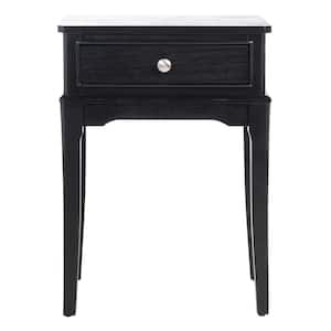 Opal 17 in. Black Rectangle Wood Storage End Table