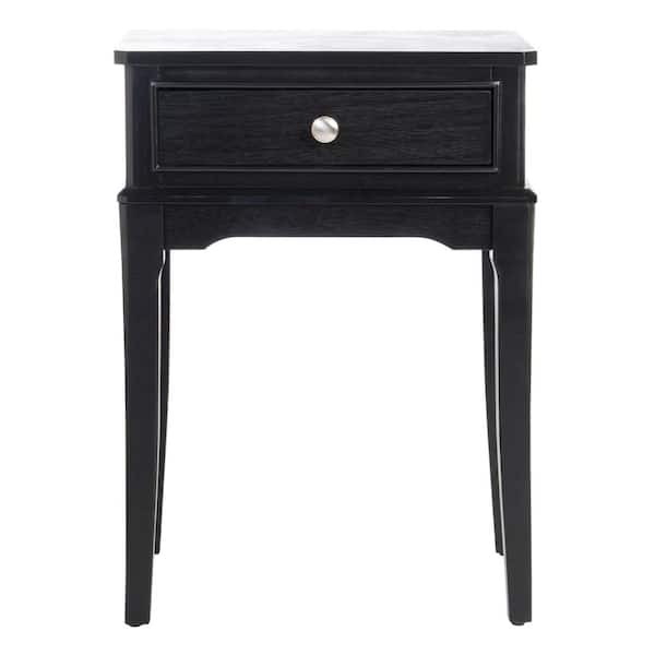SAFAVIEH Opal 17 in. Black Rectangle Wood Storage End Table