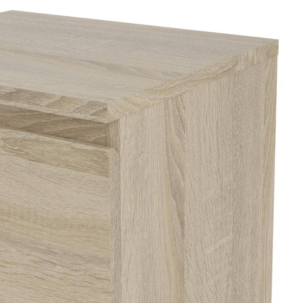 Oak Structure 2-Drawer Wood Nightstand with Particle Board Top