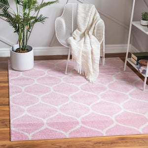 Trellis Frieze Rounded Light Pink 7 ft. 10 in. x 7 ft. 10 in. Area Rug