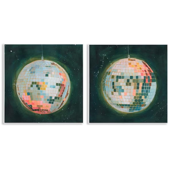 Stupell Industries Disco Balls with Vivid Hues by Grace Popp 2 Pieces Unframed Music Graphic Art Print 12 in. x 12 in.