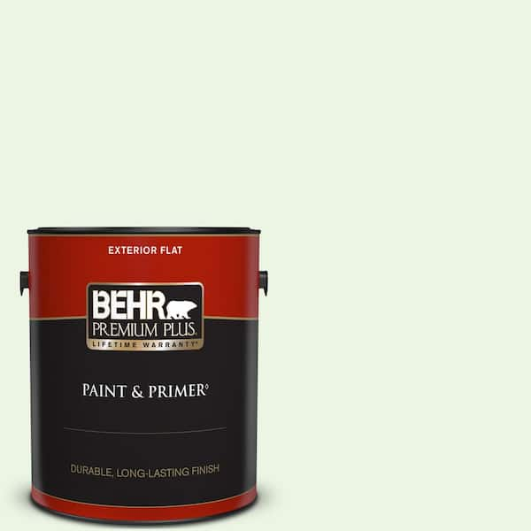 BEHR PREMIUM PLUS 1 gal. #430A-1 Mint Hint Flat Exterior Paint & Primer