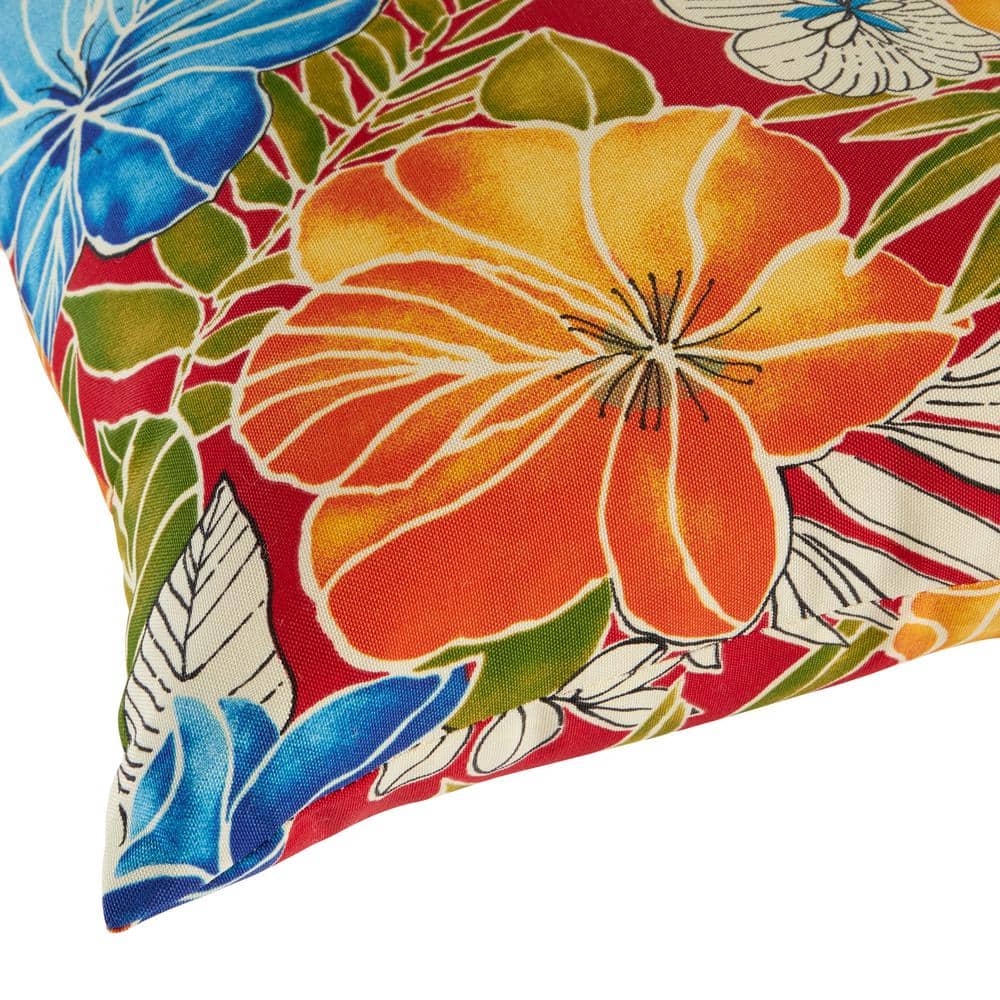 Aloha Red Floral 17" Square Outdoor Throw Pillow Set
