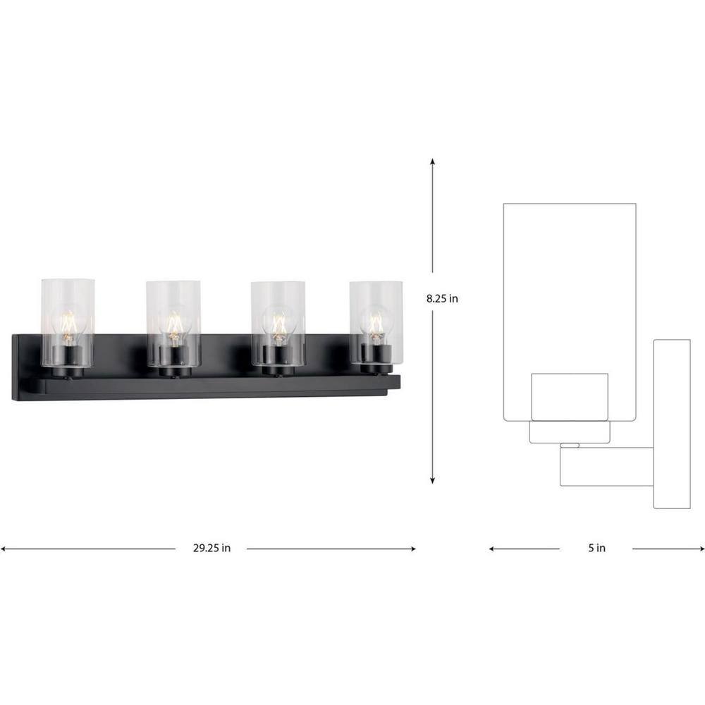 Goodwin Matte Black 4-Light Cylinder Vanity Light