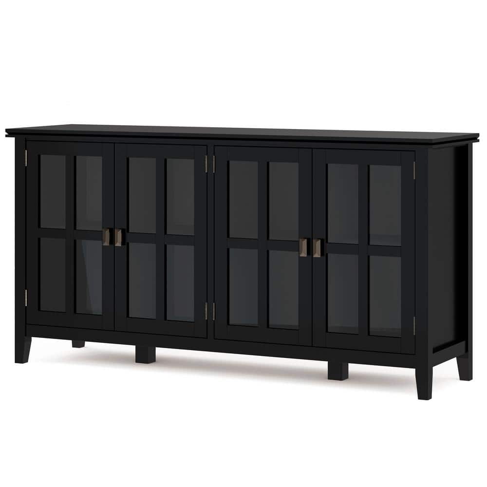 Black Solid Wood 66'' Traditional Sideboard with Adjustable Shelving